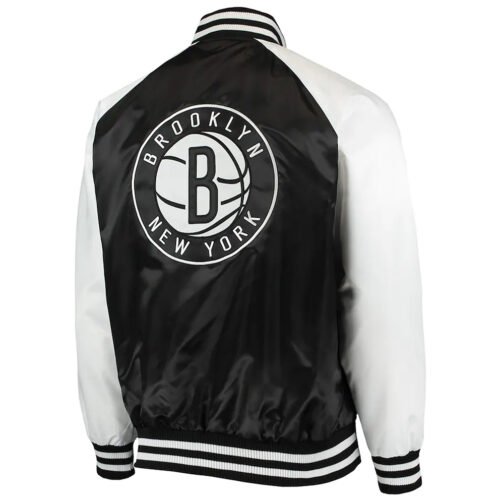 Brooklyn Nets Point Guard Black/White Satin Jacket - Image 2