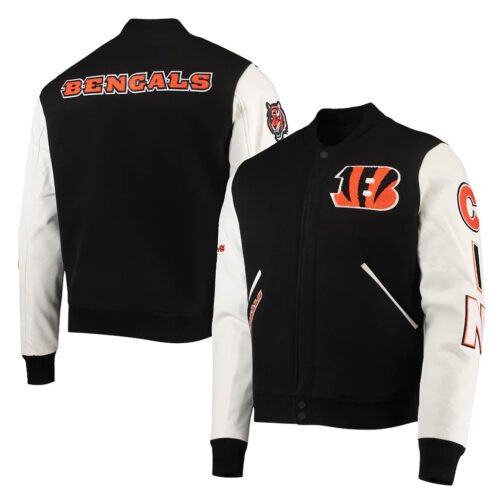 Cincinnati Bengals Black/White Varsity Jacket - Image 3