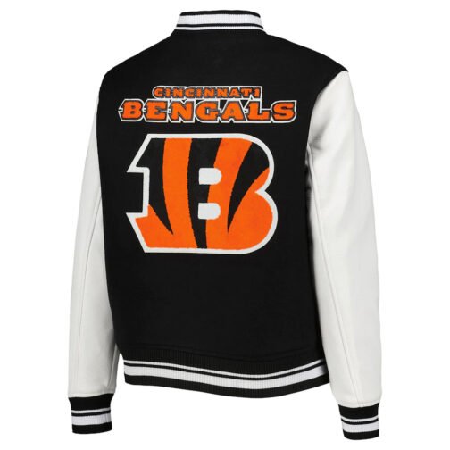 Cincinnati Bengals Mash Up Varsity Black/White Jacket - Image 2