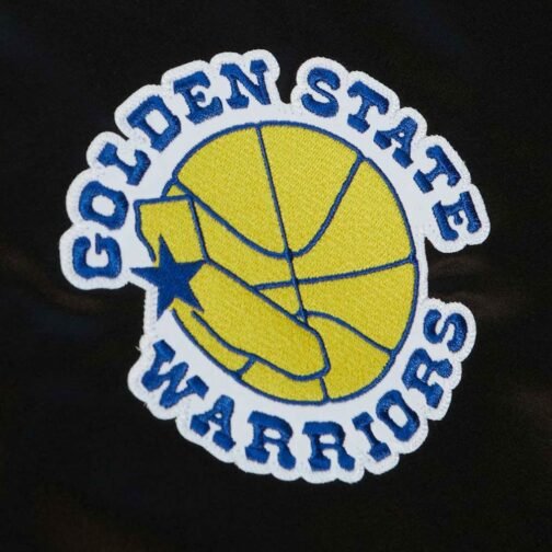 Golden State Warriors Team Origins Varsity Black/White Satin Jacket - Image 4