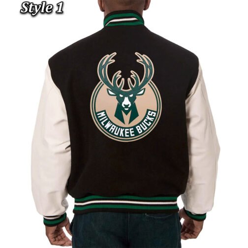Milwaukee Bucks Black/White Varsity Jacket - Image 3