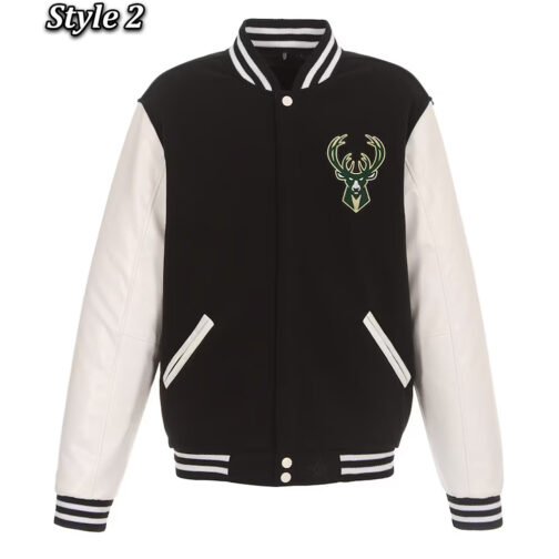 Milwaukee Bucks Black/White Varsity Jacket - Image 2