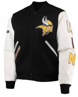 Minnesota Vikings Varsity Black and White Jacket