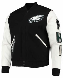 Philadelphia Eagles Logo Black and White Letterman Jacket