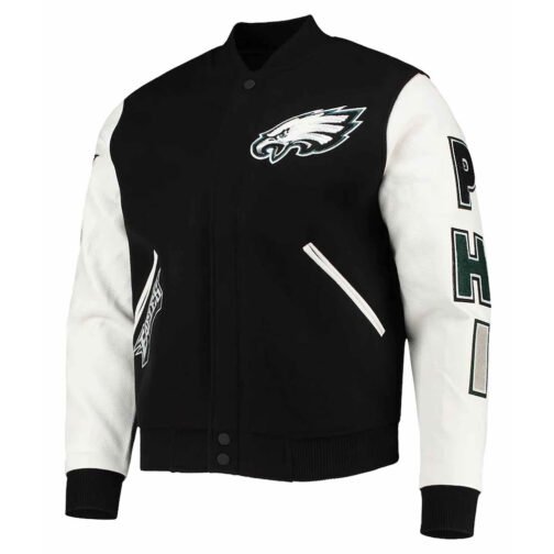 Philadelphia Eagles Logo Black and White Letterman Jacket
