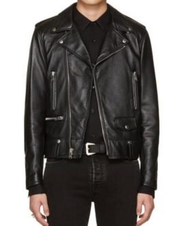 Red and White Beading Blood Luster Biker Jacket
