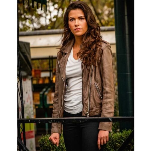 Blood & Treasure Sofia Pernas Biker Brown Leather Jacket - Image 2