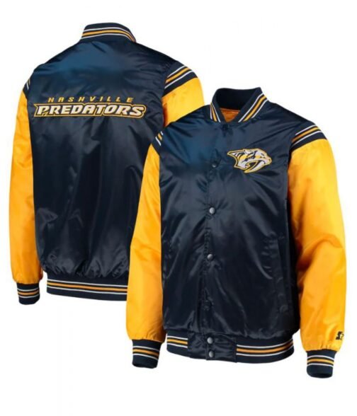 Starter Varsity Nashville Predators Blue and Yellow Jacket - Image 3