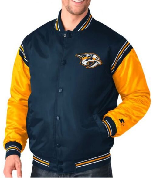 Starter Varsity Nashville Predators Blue and Yellow Jacket - Image 4