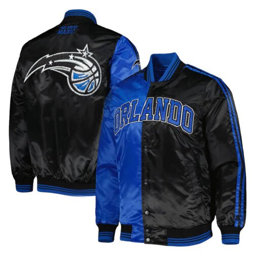 Orlando Magic Fast Break Blue and Black Satin Jacket - Image 3