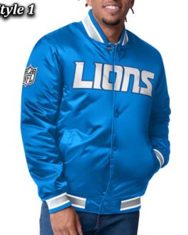 Detroit Lions Closer Blue/Silver Satin Jacket
