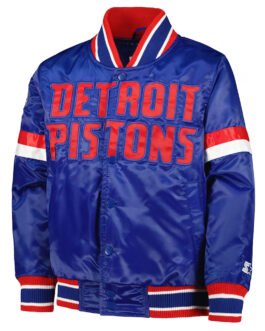 Detroit Pistons Youth Home Game Blue Satin Jacket