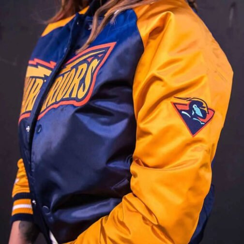 Golden State Warriors Blue and Gold Satin Jacket - Image 10