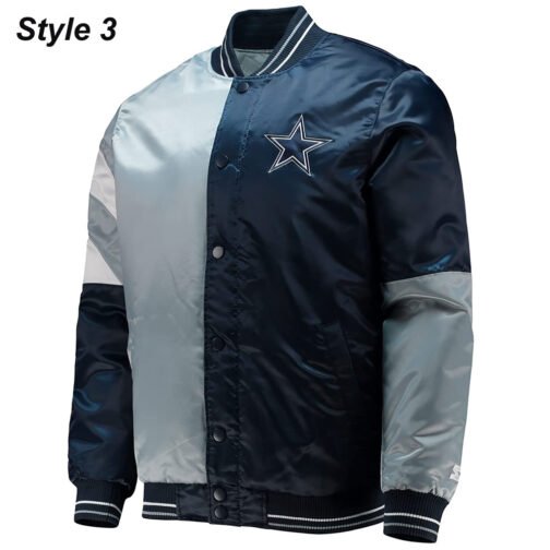 Dallas Cowboys The Tradition II Satin Blue and Grey Jacket - Image 3
