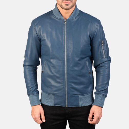 Bomber Black Leather MA-1 Jacket - Image 3