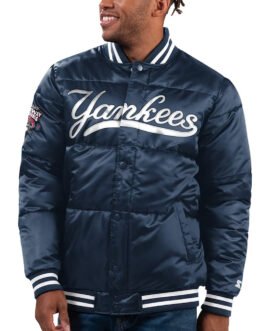 NY Yankees Bronx Silver Puffer Jacket