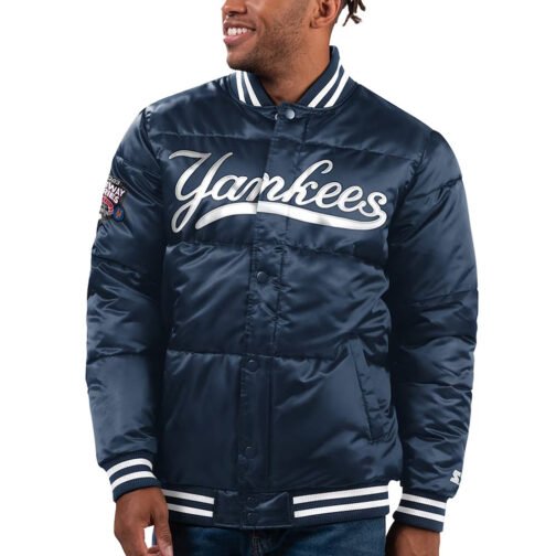 NY Yankees Bronx Silver Puffer Jacket - Image 2