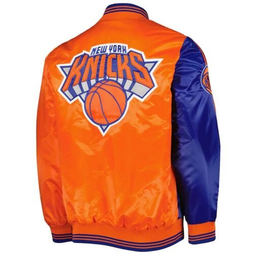 Blue/Orange NY Knicks Fast Break Satin Jacket - Image 2