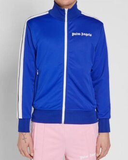 Palm Angels Track Taped Zip Up Blue Jacket