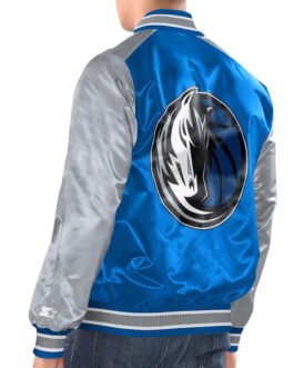 Blue/Silver Dallas Mavericks Renegade Varsity Satin Jacket