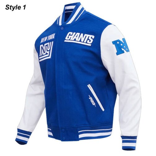 NY Giants Retro Classic Varsity Jacket - Image 9