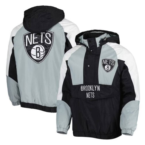 Body Check Brooklyn Nets Half-Zip Hoodie Jacket - Image 3