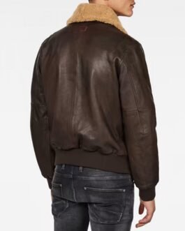 Bollard Leather Brown Jacket with Removable Fur Collar