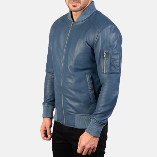 Bomber Black Leather MA-1 Jacket - Image 12