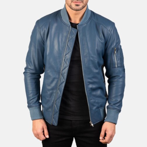 Bomber Black Leather MA-1 Jacket - Image 6