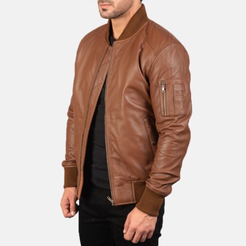 Bomber Black Leather MA-1 Jacket - Image 11