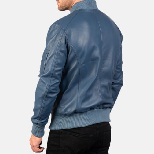 Bomber Black Leather MA-1 Jacket - Image 9