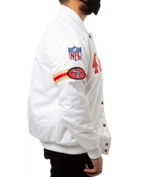 San Francisco 49ers Starter Bomber White/Gold Jacket - Image 7