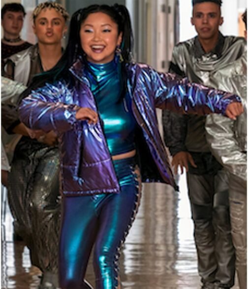 Boo Bitch Lana Condor Purple Puffer Jacket - Image 3