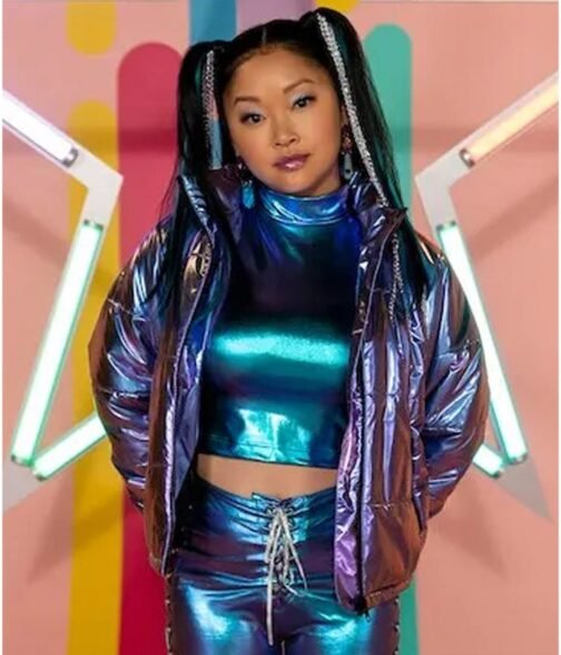 Boo Bitch Lana Condor Purple Puffer Jacket - Image 2