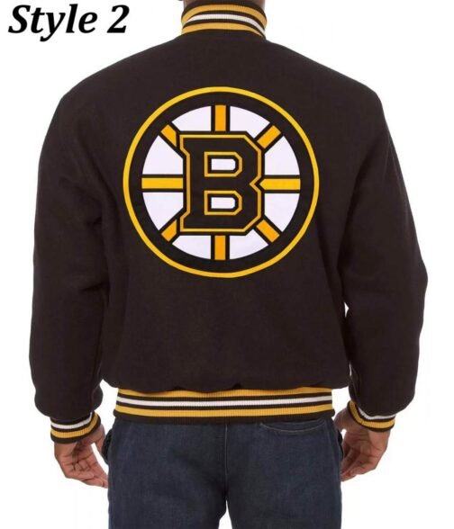 Varsity Boston Bruins Black Wool Jacket - Image 4