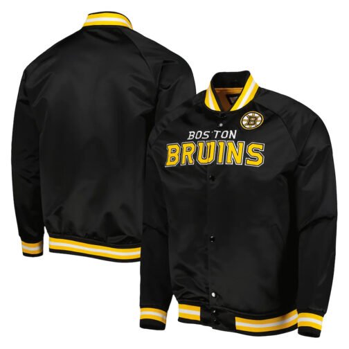 Boston Bruins Black Full-Snap Satin Jacket - Image 3