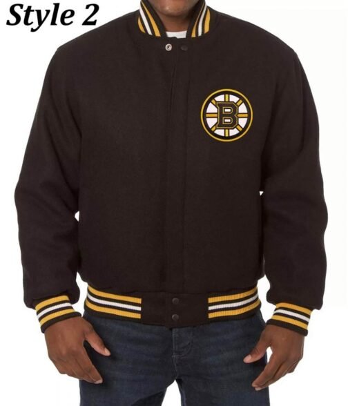 Varsity Boston Bruins Black Wool Jacket - Image 2