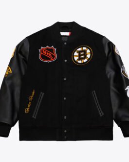 Boston Bruins Black Out Team Logo Varsity Jacket
