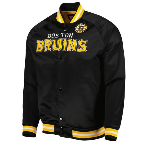 Boston Bruins Black Full-Snap Satin Jacket