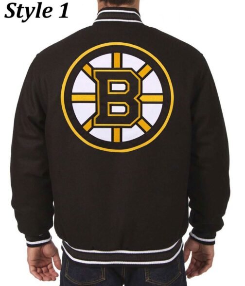 Varsity Boston Bruins Black Wool Jacket - Image 3