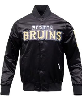 Boston Bruins Glam Black Satin Jacket
