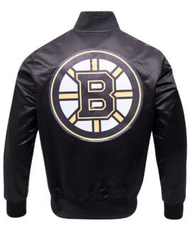 Boston Bruins Glam Black Satin Jacket