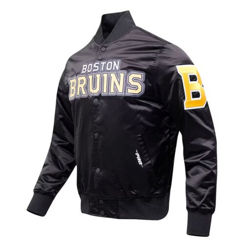 Boston Bruins Glam Black Satin Jacket - Image 3