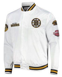 Boston Bruins Hometown LW White Satin Jacket