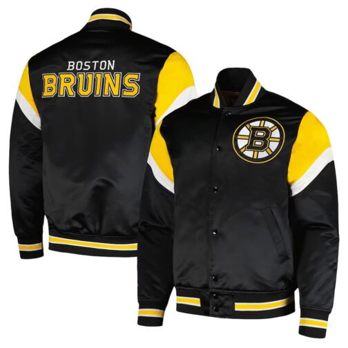 Boston Bruins Midweight Black Satin Jacket - Image 3