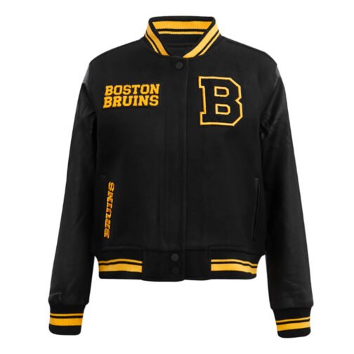 Retro Classic Rib Boston Bruins Varsity Jacket - Image 2