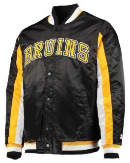 Boston Bruins The Ace Varsity Satin Black/Yellow Jacket