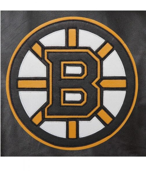 Varsity Boston Bruins Black Leather Jacket - Image 3