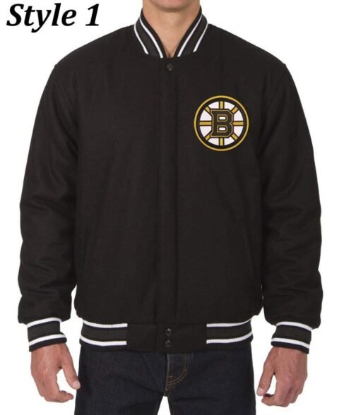 Varsity Boston Bruins Black Wool Jacket
