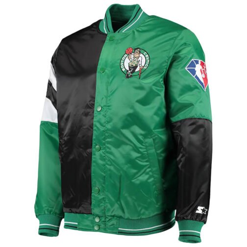 Boston Celtics Leader Kelly Green/Black Color Block Satin Jacket